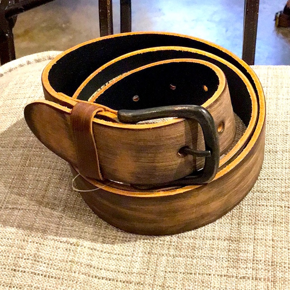 Amsterdam Heritage hand stained wood look leather belt